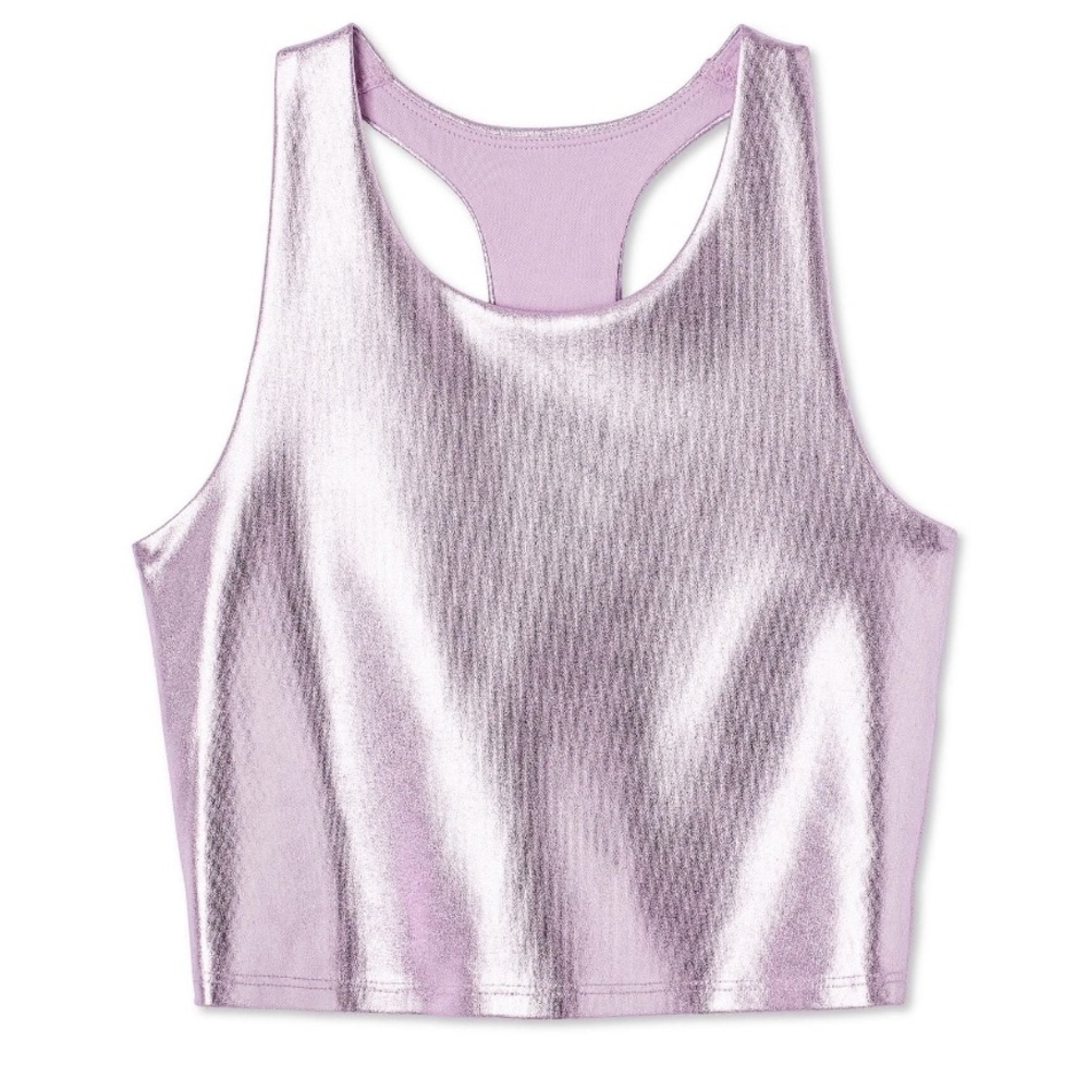NWT size XL Athletic Works Girls' Long Line Bra, Metallic Pink